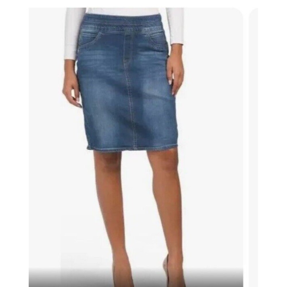 New! Women’s Petite Democracy Pull On Glider Absolution Dark Denim Skirt, 8P
